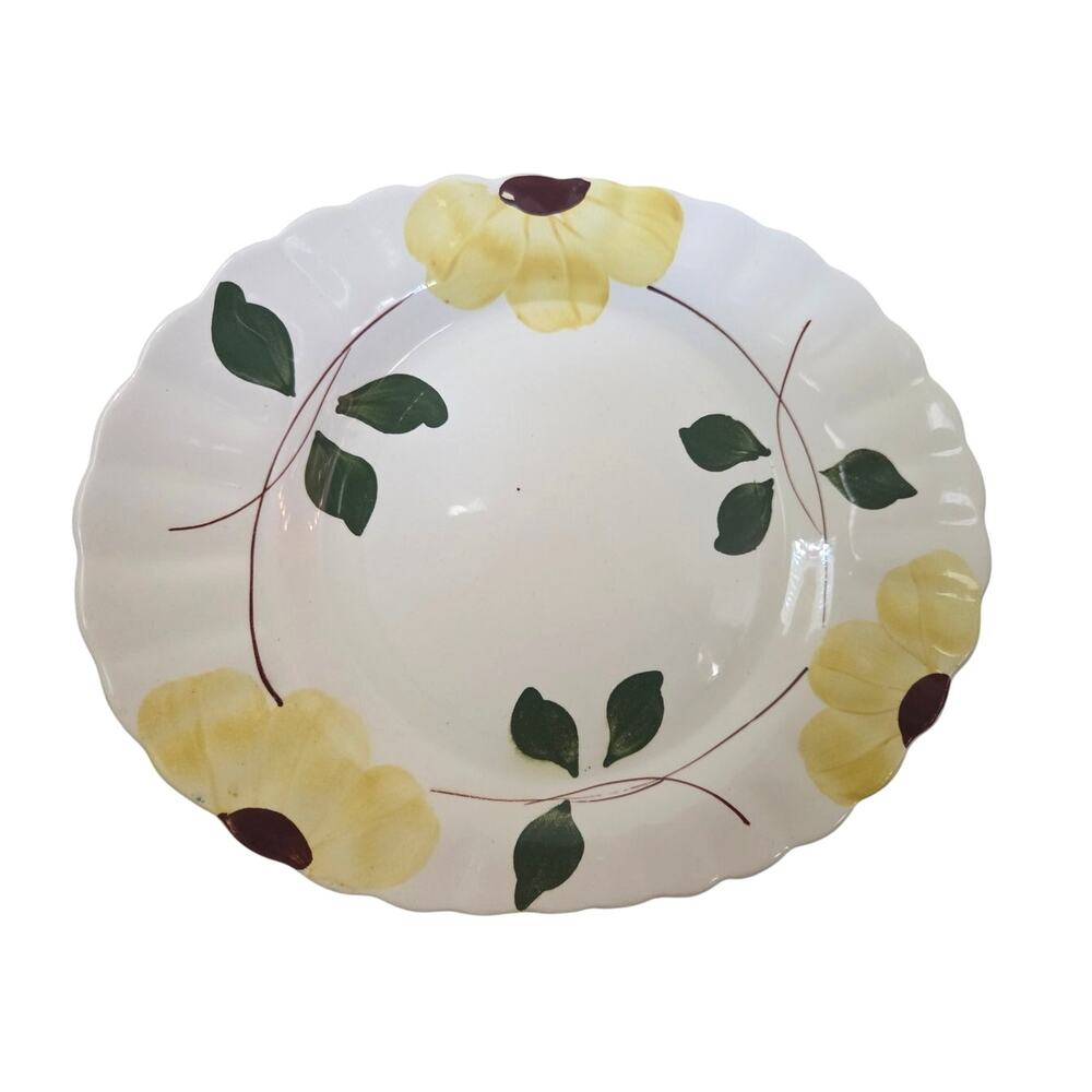 Vtg Blue Ridge Pottery Long Sunflower Platter Serving Plate Ruffled Ribbed